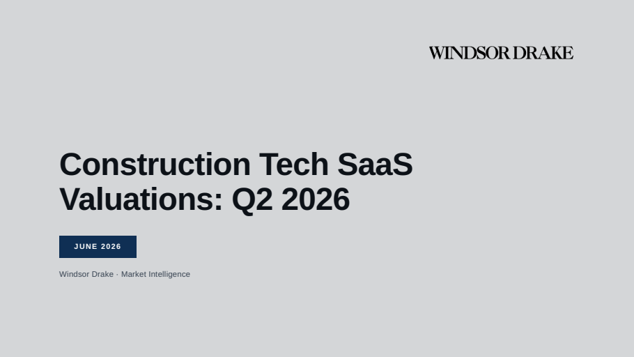 Cover of Construction Tech SaaS Valuations: Q2 2026 slide deck