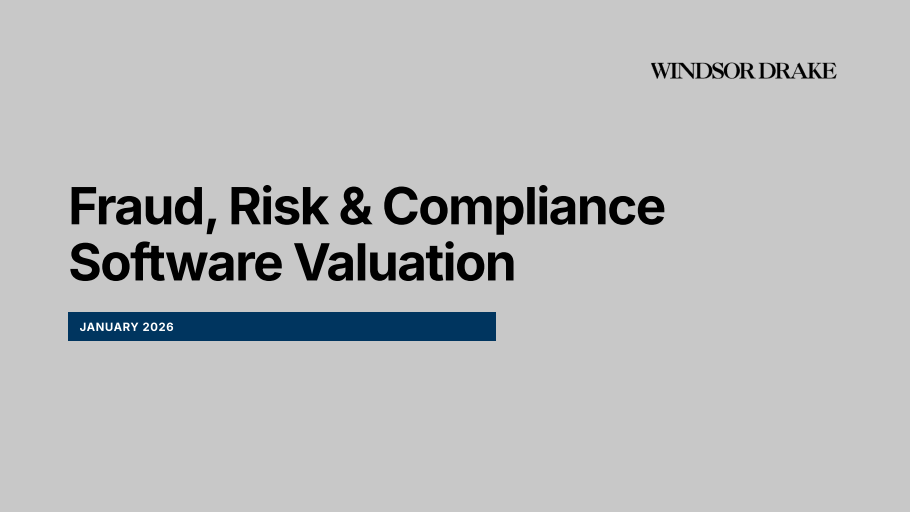 Cover of Fraud/Risk/Compliance Software Valuations: Q1 2026 slide deck