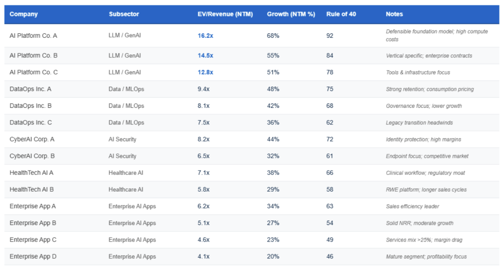 AI Software Valuation Report 2026 4 EV : Revenue Chart