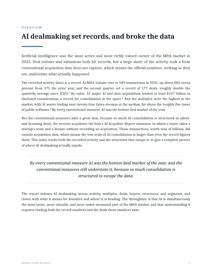 Report: The AI M&A Index 3 The AI M&A Index interior page