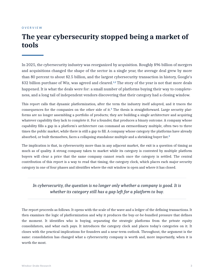 Report: The Cybersecurity Consolidation Report 3 The Cybersecurity Consolidation Report interior page