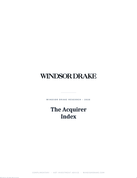 Windsor Drake Research (Wall) 13 The Acquirer Index report title page
