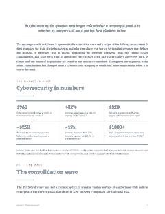Windsor Drake Research (Wall) 17 The Cybersecurity Consolidation Report at-a-glance metrics page