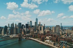 Lower Manhattan and the East River from above